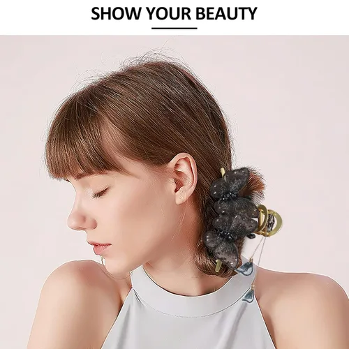 Vista 8 de FRCOLOR Pinzas de mariposa para el cabello, horquillas de metal grandes con borla de mariposa, diamantes de imitación con purpurina, pinzas