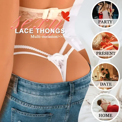 Vista 81 de Ropa interior con purpurina transpirable con encaje sexy para mujer