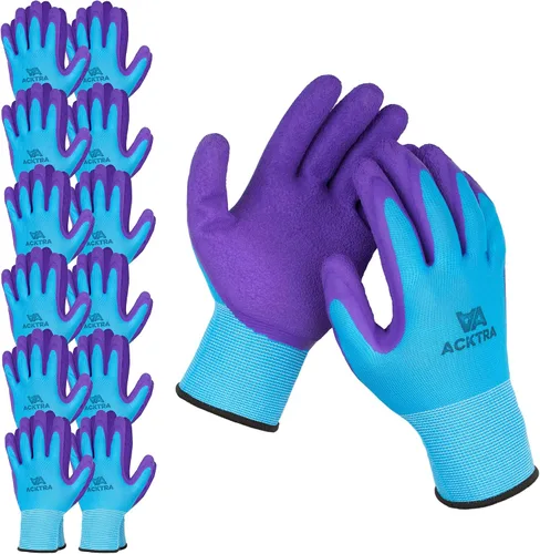 Vista 11 de ACKTRA - Guantes de trabajo de nailon recubiertos de poliuretano premium, 12 pares, puño tejido, para jardinería y uso general, para hombres