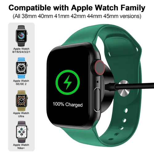 Vista 2 de Cable de carga magnético para cargador de Apple Watch, puerto USB C, cable de carga inalámbrico compatible con iWatch Series