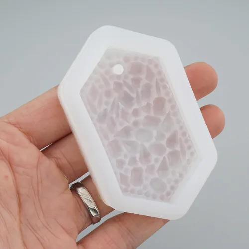Vista 2 de Moldes de resina de silicona con colgante de cristal Druzy - Llavero, etiqueta, fundición de joyería, moldes para manualidades (diamante)