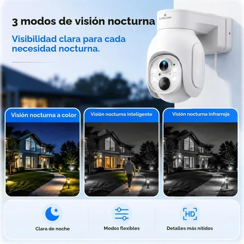 Vista 7 de Camcamp Solar Security Cameras Wireless Outdoor 4 Pack, Home Camera System Blanco