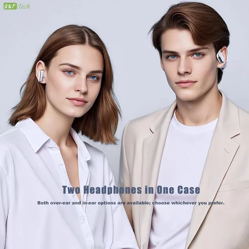 Vista 3 de Q&F Tech TWS - Auriculares inalámbricos Bluetooth que incluyen auriculares abiertos e intraurales, mini auriculares True Touch, llamadas de voz