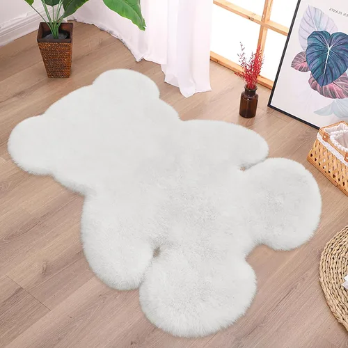 Vista 13 de Alfombra de pelo de oveja sintética de 2 pies, suave y esponjosa, bonita alfombra de felpa para guardería, habitación de niños y niñas, decoración