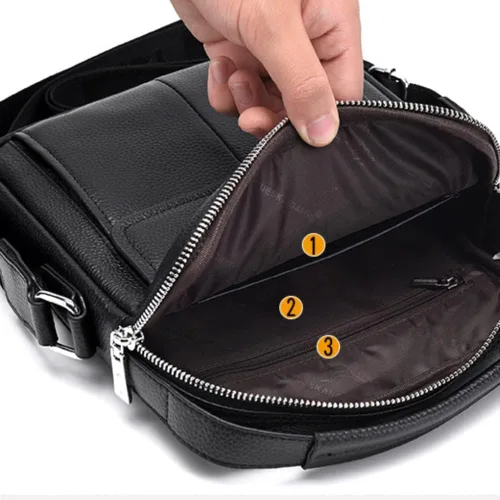 Vista 4 de Leathario Bolso cruzado de cuero para hombre bolso pequeño de mensajero para hombre bolso de hombro para hombre mochila de viaje paquete de trabajo