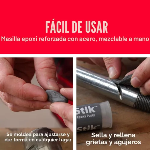 Vista 5 de Masilla epóxica reforzada con acero de 2 onzas, de la marca J-B Weld SteelStik 8267