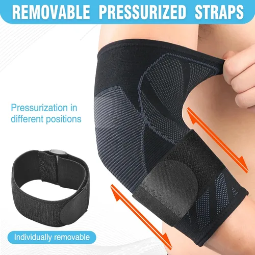 Vista 2 de Manga de soporte de brazo, manga de compresión de codo (1 par), coderas de tenis para tendinitis y codo de tenista, mangas de apoyo de brazo