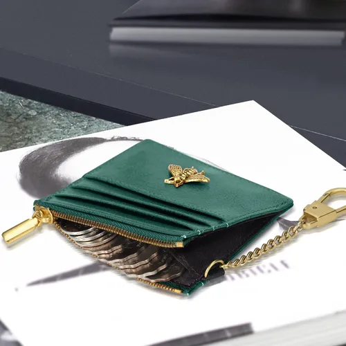 Vista 105 de SEAVILIA Tarjetero llavero cartera para mujer con ventana de identificación RFID monedero regalo abeja delgada minimalista pequeña cartera