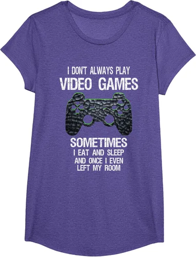 Vista 23 de Funny Gamer Video Games - Camiseta para niños y adolescentes, ajuste clásico, color negro, mezcla de algodón, Negro