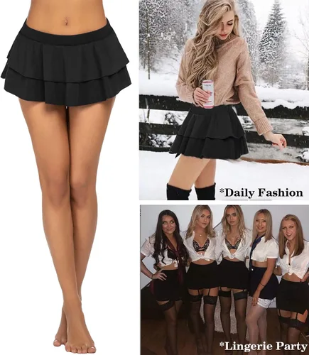 Vista 2 de Avidlove - Minifalda plisada con pliegues sólidos para mujer