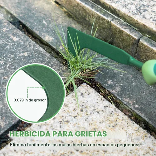 Vista 4 de Desbrozadora de grietas, extractor de malas hierbas en forma de L de 11 pulgadas con mango de goma ergonómico, herramienta de deshierbe de grietas