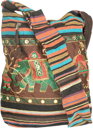 Vista 6 de Patchwork marrón algodón mujeres Hobo Crossbody hombro bolso grande Hipster Boho Sling Messenger School Casual, Azul Turquesa