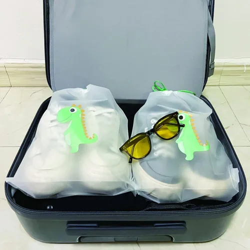 Vista 3 de Bolsas de zapatos para viajes, organizador grande de almacenamiento de zapatos transparentes con cordón, bolsas de almacenamiento de viaje