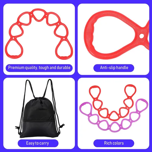Vista 6 de Zomiboo 5 unidades de 7 anillos de resistencia para ejercicio, banda elástica de resistencia con bolsa de mochila con cordón, portátil, TPR