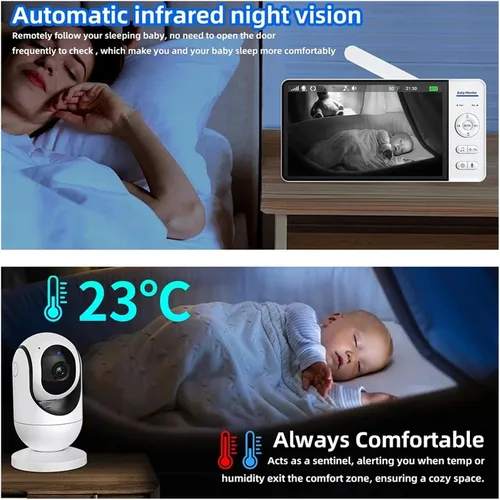 Vista 7 de 7,0 monitor video del bebé de la pulgada 720P ninguna cámara privada de la Con cable tipo C
