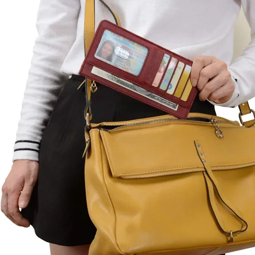 Vista 7 de ARRIZO Cartera delgada para tarjetas de crédito para mujer, con bolsillo con cremallera para efectivo, moneda, recibo, tarjeta de identificación