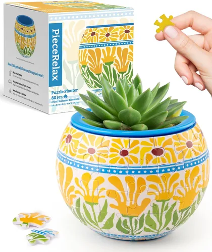 Vista 12 de PieceRelax Rompecabezas 3D Maceta 80 Piezas - Abundancia de Otoño, Macetas de Flores de Decoración del Hogar para Cactus de Interior, Macetas