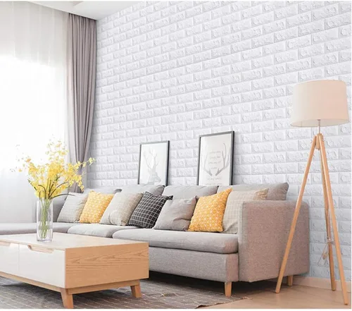 Vista 5 de 10 calcomanías de pared de ladrillo 3D, 59 pies cuadrados de espuma de polietileno, papel tapiz autoadhesivo extraíble e impermeable, azulejos