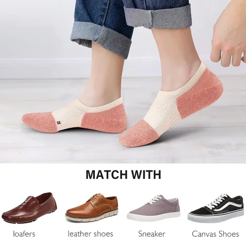 Vista 5 de Gonii Calcetines de compresión atlética para mujer, calcetines acolchados de corte bajo, 5 pares