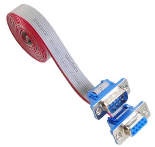 Vista 2 de CablesOnline, 6 pies DB9 macho a DB9 hembra 9 conductores 28awg recto Serial RS232 Cable de extensión de cinta plana, S-3F06