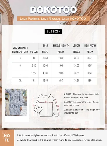 Vista 5 de Dokotoo Suéteres de otoño con cuello alto, suéter grueso, ropa de invierno para mujer, suéter casual 2023