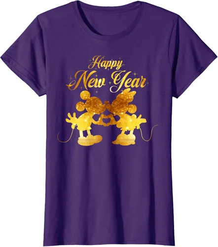Vista 8 de Disney Camiseta de Año Nuevo Mickey & Minnie Happy New Year Silhouette, Negro