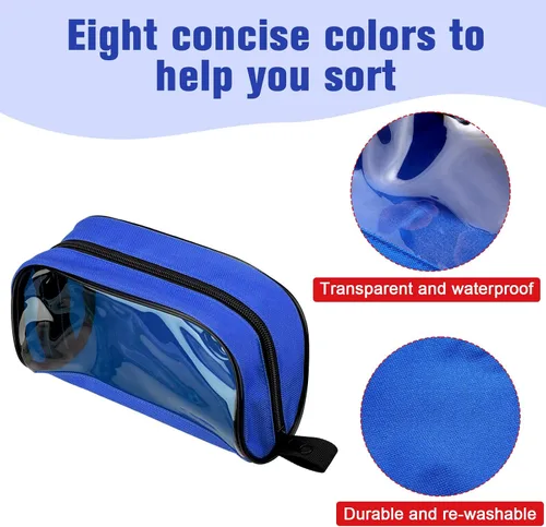 Vista 3 de Oudain 8 piezas Bolsa de primeros auxilios vacía 8 colores Bolsas de primeros auxilios portátiles Bolsa médica con cremallera y ventana transparente