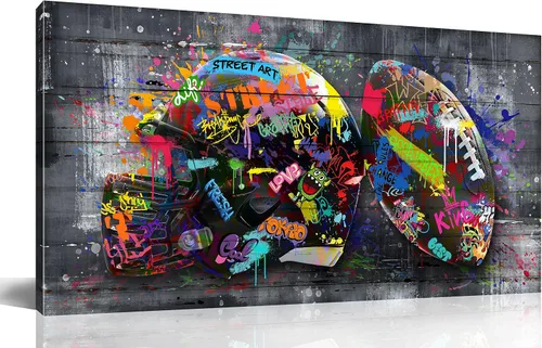 Vista 10 de SIXTTART Banksy - Lienzo de pared para dormitorio, arte de pared con graffiti callejero, pintura abstracta, arte pop, decoración moderna de pared