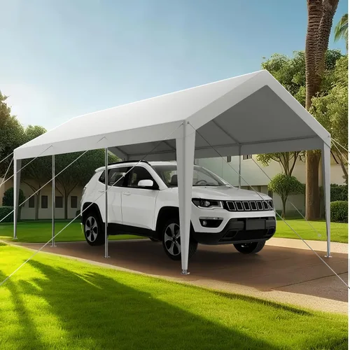 Vista 20 de VEVOR Cobertizo Tienda de Almacenamiento Exterior Portátil Resistente de 6 x 8 x 7 pies, Refugio de Cochera Garaje Impermeable con Puerta Enrollable