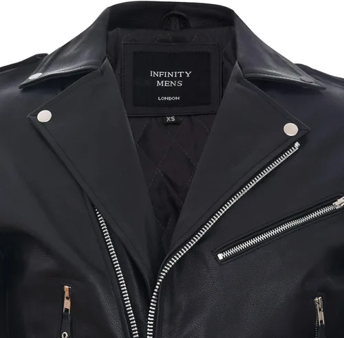 Vista 4 de Chaqueta de cuero con borlas para hombre con flecos ocultos para motocicleta retro