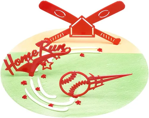 Vista 7 de DecoSet Home Run - Juego de béisbol para tartas, decoración de pasteles para cumpleaños o celebraciones de equipo, bates de béisbol, pelota y fotos