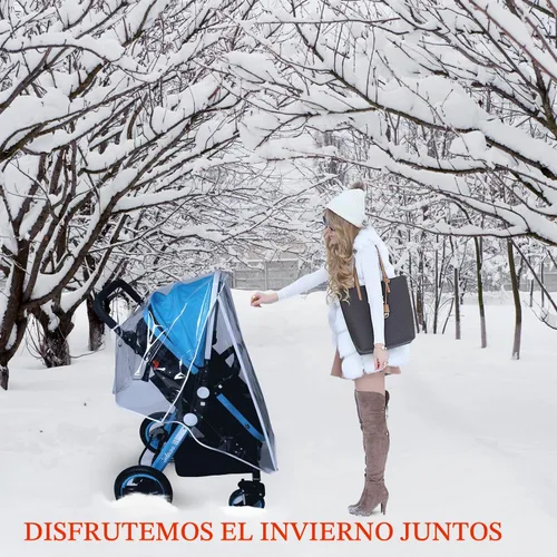 Vista 6 de Cubierta para cochecito de bebé, paraguas protector contra el clima, accesorios de tamaño universal, protege de la lluvia, viento, nieve, polvo