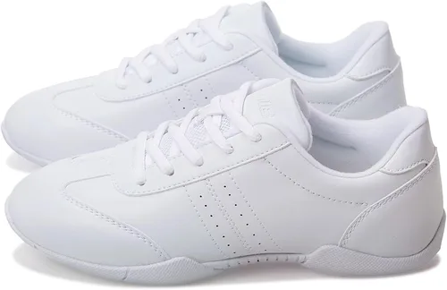 Vista 6 de BAXINIER Zapatillas de baile de animadoras blancas para jóvenes, tenis para caminar, transpirables, para competición