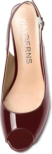 Vista 3 de WAYDERNS Sandalias de cuña de tacón alto con hebilla para mujer, con puntera abierta, puntera abierta, de moda, color sólido, correa ajustable