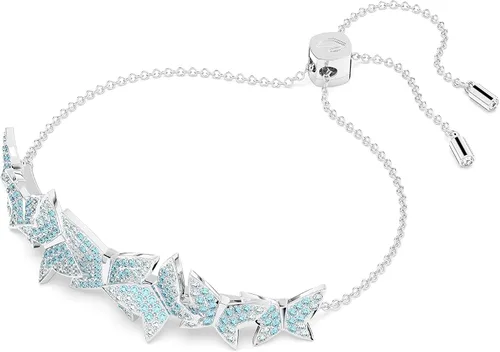 Vista 2 de SWAROVSKI Pulsera Lilia, mariposa, cristal azul, acabado de rodio, Latón Cristal, Sin gemas.