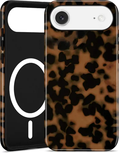 Vista 134 de Jusy Compatible con MagSafe Brown Tortoise Shell Print Phone Case para iPhone 7/8/SE, funda protectora magnética de lujo de TPU suave