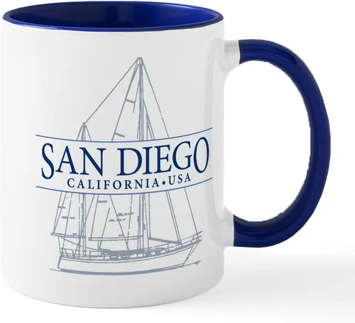 Vista 8 de CafePress I Love San Diego - Taza de café de cerámica (11.0 fl oz)