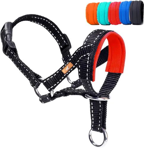 Vista 15 de Collar de cabeza de perro con tela reflectante, arnés ajustable para cabeza de perro para evitar tirones para perros pequeños, medianos y grandes