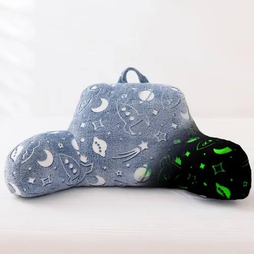 Vista 11 de Aimuan - Almohada de lectura que brilla en la oscuridad, almohada de descanso para la cama en forma de cuña para niños, almohada de respaldo que
