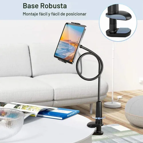 Vista 6 de Soporte para tablet de cuello de cisne, soporte universal flexible de 360°, soporte para brazo perezoso, soporte de abrazadera para iPad mini/Air A03