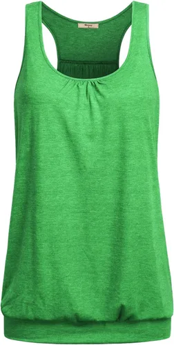 Vista 23 de Miusey - Camiseta sin mangas para mujer, cuello redondo, ajuste holgado, espalda cruzada, de yoga 1# Negro
