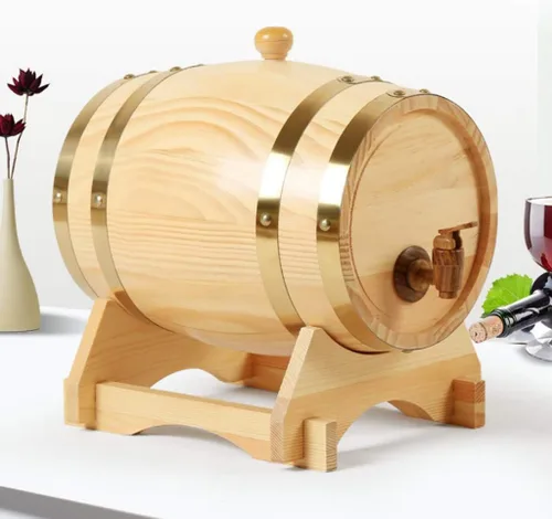 Vista 6 de Barril de vino de roble vintage barril de envejecimiento de madera para whisky, cerveza, vino, tequila (madera, 3L)
