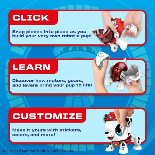 Vista 4 de Build-a-Bot: Paw Patrol - Marshall Construye tus propios personajes interactivos de Paw Patrol Sistema Easy Click 'n' Create Kit de robot STEM