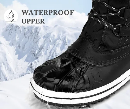 Vista 2 de VEPOSE Botas de nieve impermeables para mujer Calzado a media pantorrilla de agujetas con pieles