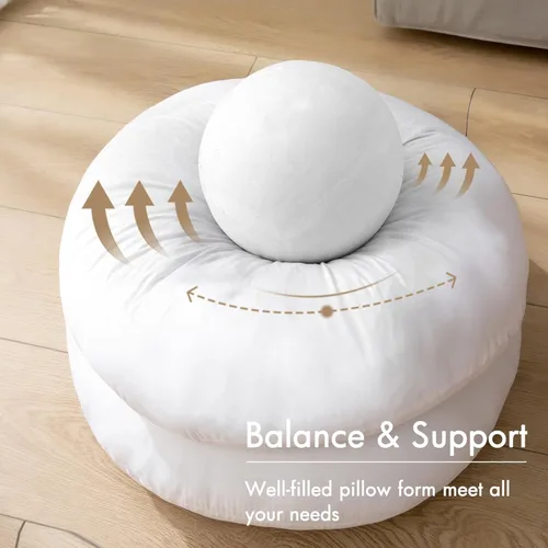 Vista 2 de MIULEE Almohada redonda de 14 pulgadas, almohada de suelo, funda de relleno para cojín decorativo, cama, sofá, boda