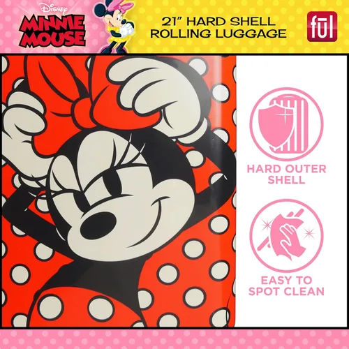 Vista 5 de FUL Disney Minnie Mouse - Maleta de mano con ruedas de 21 pulgadas, diseño de lunares, color rojo (FCFL0156-603), Rojo -, Disney Minnie Mouse