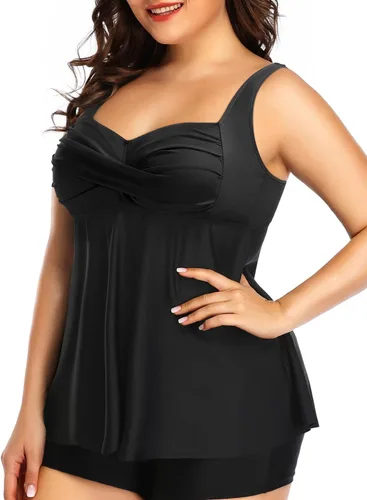 Vista 3 de Aqua Eve Top tankini Plus para mujer, solo traje de baño, traje de baño fluido
