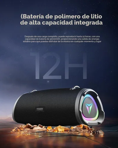 Vista 8 de YEAHBOX P100 100W Altavoz Bluetooth portátil, altavoz al aire libre, RGB Negro