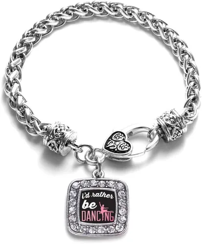 Vista 56 de Pulsera de dijes cuadrados de plata con joyería de circonita cúbica