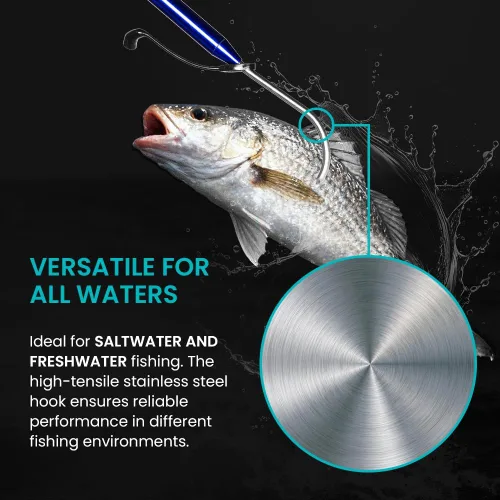 Vista 5 de GAFFER SPORTFISHING Aluminum Fish Gaff Hook Lightweight Fishing Pole with Sharp Stainless Steel Spear Hook Ergonomic Foam Grips, Secure Lanyard